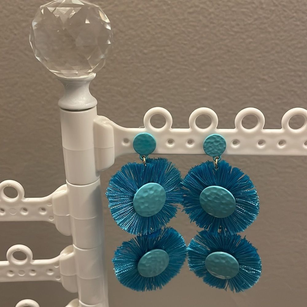 SUGAR FIX by BAUBLEBAR--Turquoise Boho/Chic Flower Tassel Drop Earrings